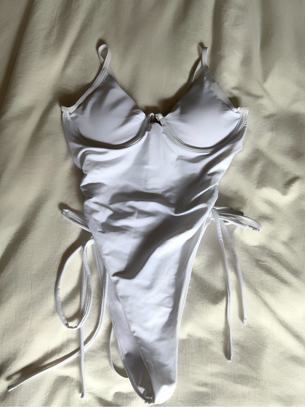 White One-Piece Tie-Side Swimsuit